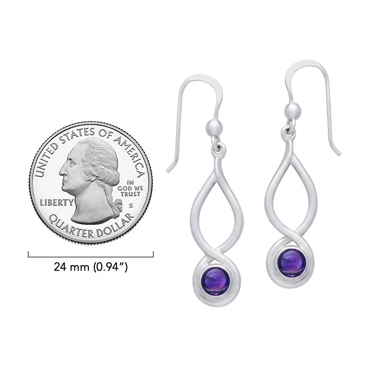 Infinity Sterling Silver Earrings With Cabochon TE1026