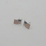 Silver American Flag with Enamel Post Earrings TE1149