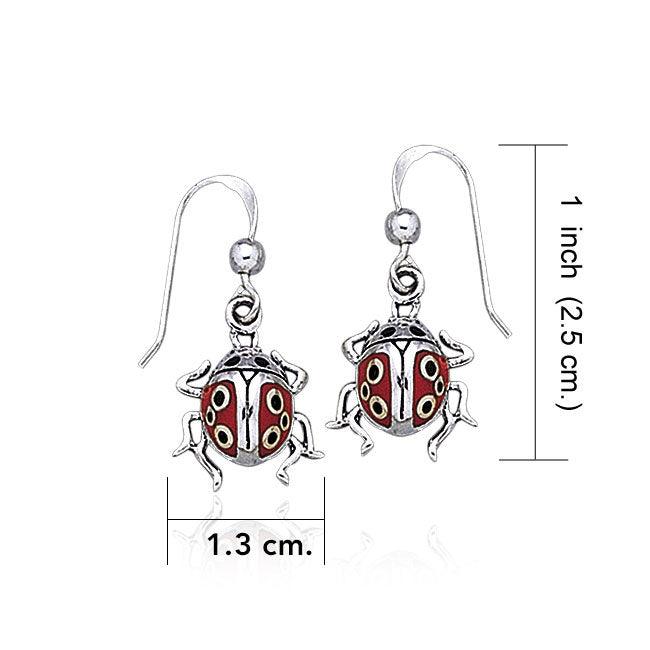 Inlaid Ladybug Silver Earrings TE2060 - Jewelry