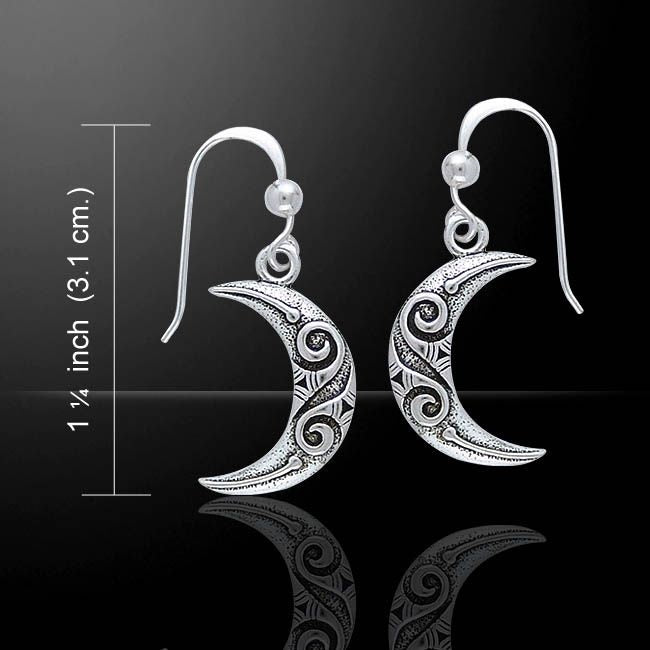 Celtic Spiral Moon Sterling Silver Earrings By Courtney Davis TE2914