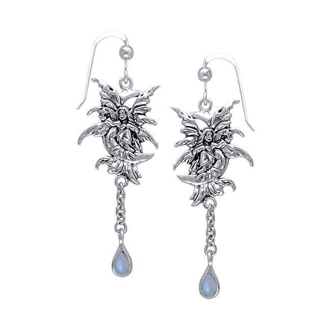 Stargazer Faery Silver Earrings with Dangling Gem TE2961