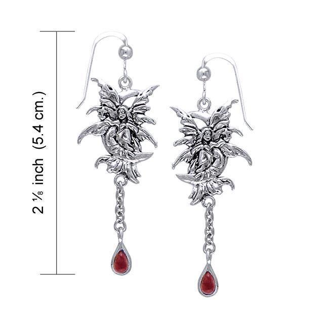 Stargazer Faery Silver Earrings with Dangling Gem TE2961