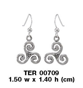 Celtic Triskelion Trinity Knot Sterling Silver Earrings TER709