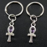 The cross of life ~ Sterling Silver Ankh Hoop Earrings with Gemstone TER2087