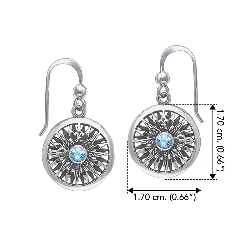 Celtic Knots Compass Sterling Silver Earrings with Gemstone TER035