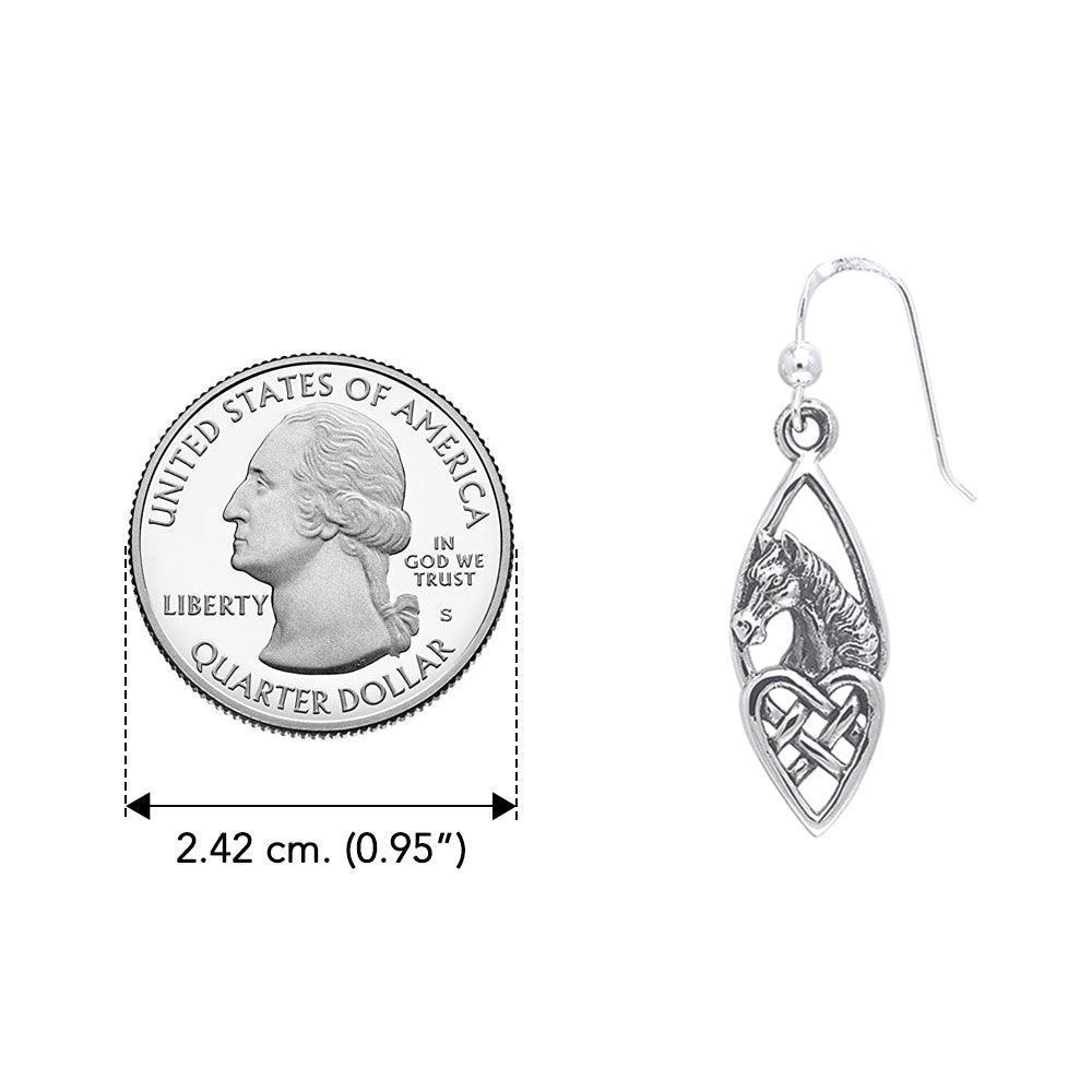 Celtic Heart Horse Sterling Silver Hook Earrings TER124