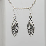 Celtic Heart Horse Sterling Silver Hook Earrings TER124
