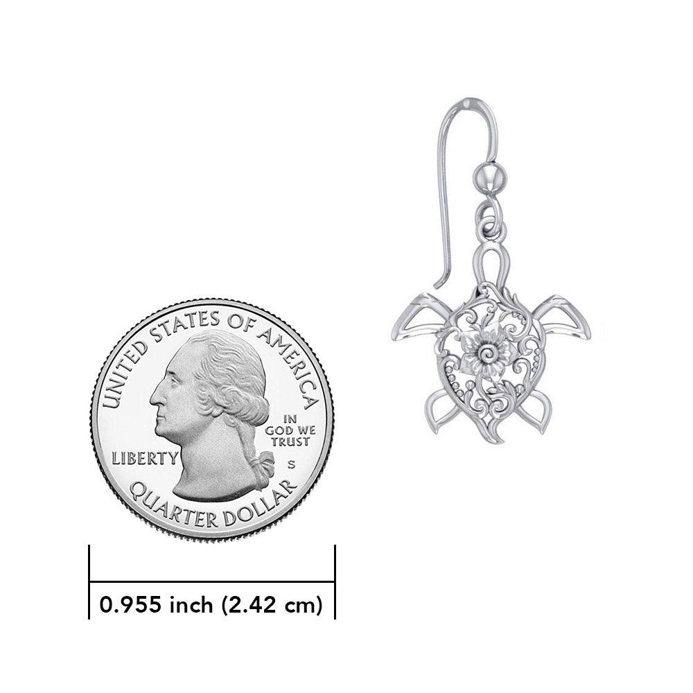 The fairies of the sea ~ Sterling Silver Sea Turtle Filigree Hook Earrings Jewelry TER1706 - Jewelry