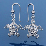 The fairies of the sea ~ Sterling Silver Sea Turtle Filigree Hook Earrings Jewelry TER1706 - Jewelry