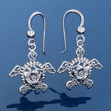The fairies of the sea ~ Sterling Silver Sea Turtle Filigree Hook Earrings Jewelry TER1706 - Jewelry