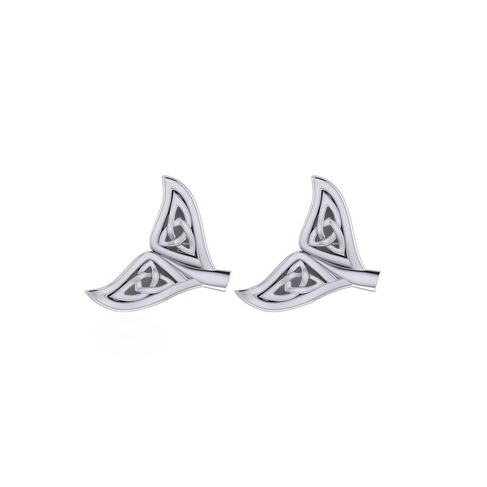 Celtic Whale Tail Silver Post Earrings TER1749 - Jewelry