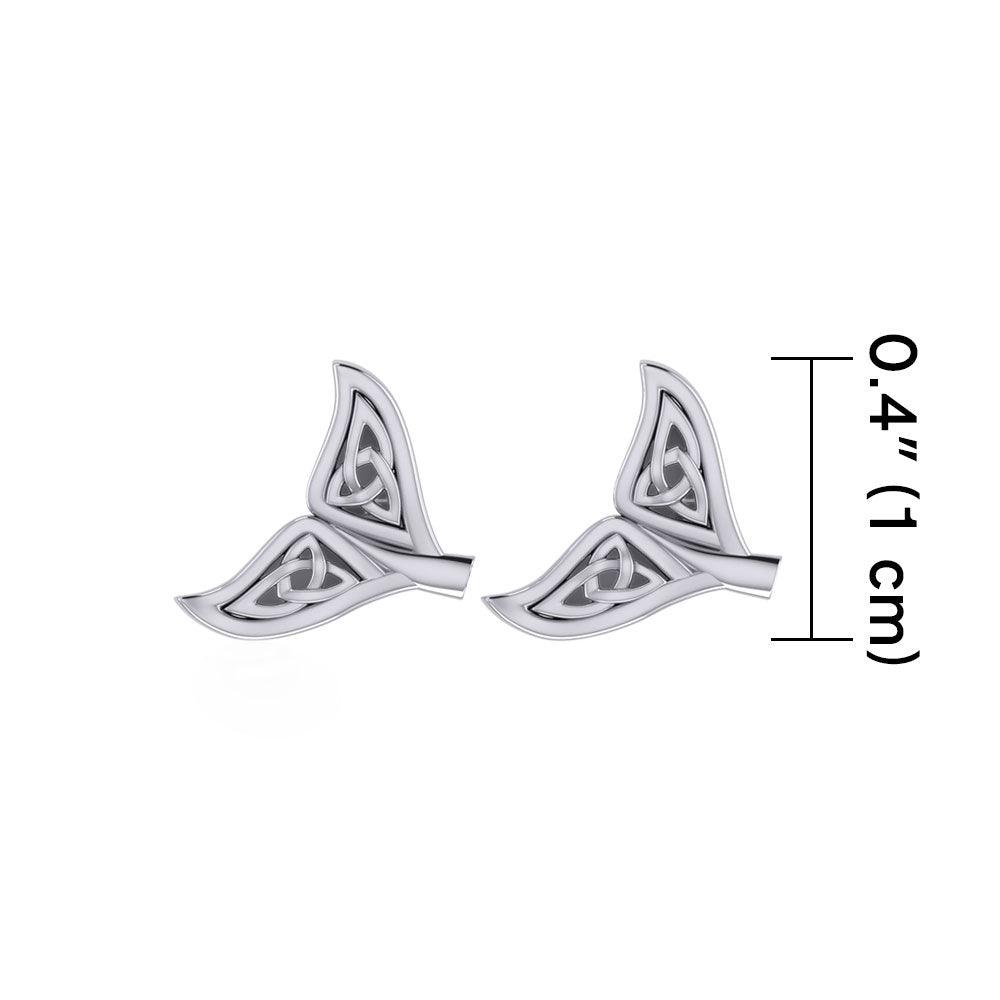 Celtic Whale Tail Silver Post Earrings TER1749 - Jewelry