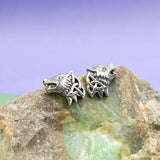 Wolves with Celtic Silver Post Earrings TER1789 - Jewelry
