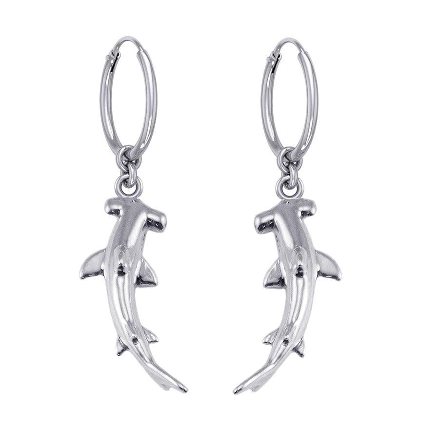 Hammerhead Shark Silver Hoop Earrings TER1934 - Jewelry