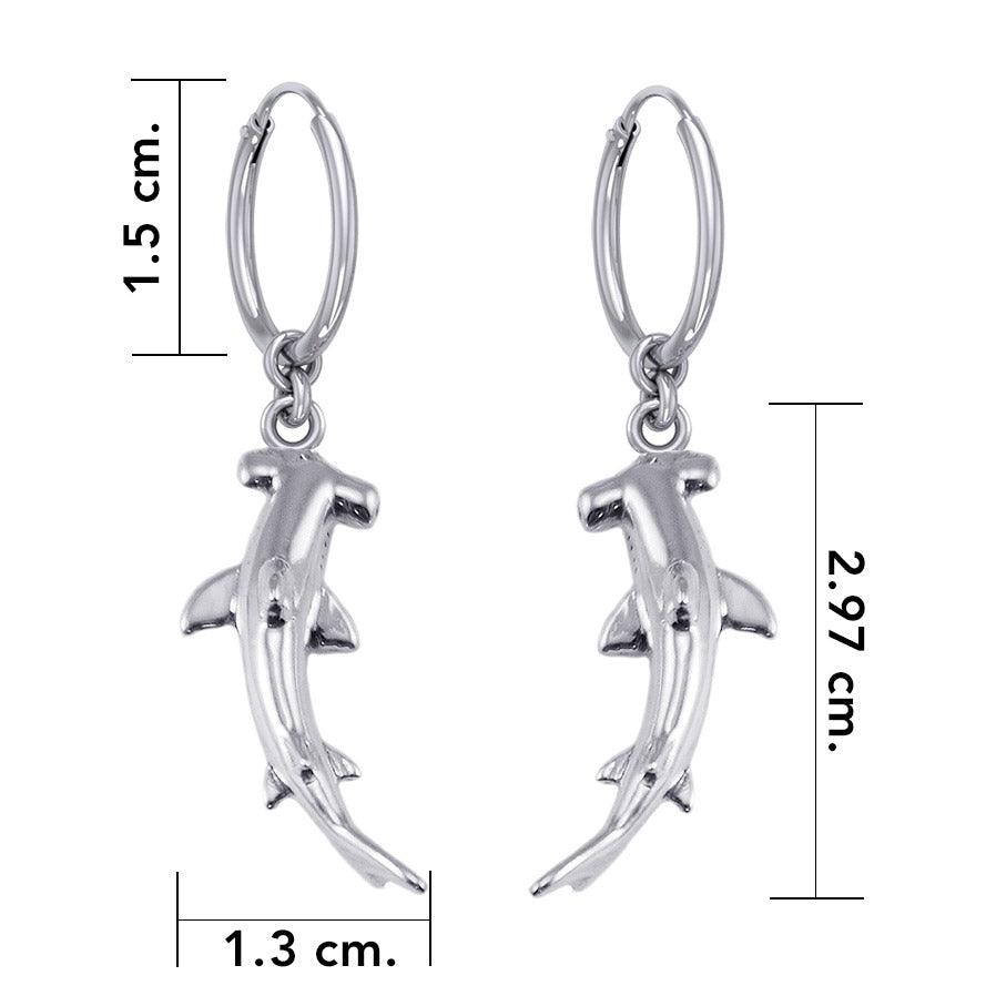 Hammerhead Shark Silver Hoop Earrings TER1934 - Jewelry