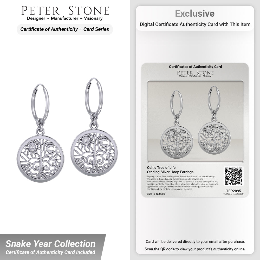 Celtic Tree of Life Sterling Silver Hoop Earrings TER2095