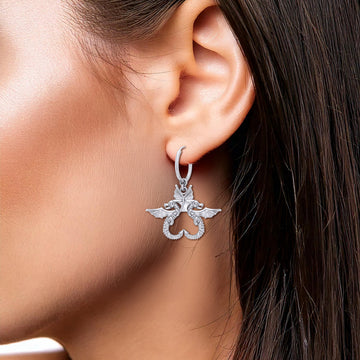 Dragon’s power of two ~ Sterling Silver Jewelry Hoop Earrings TER2097