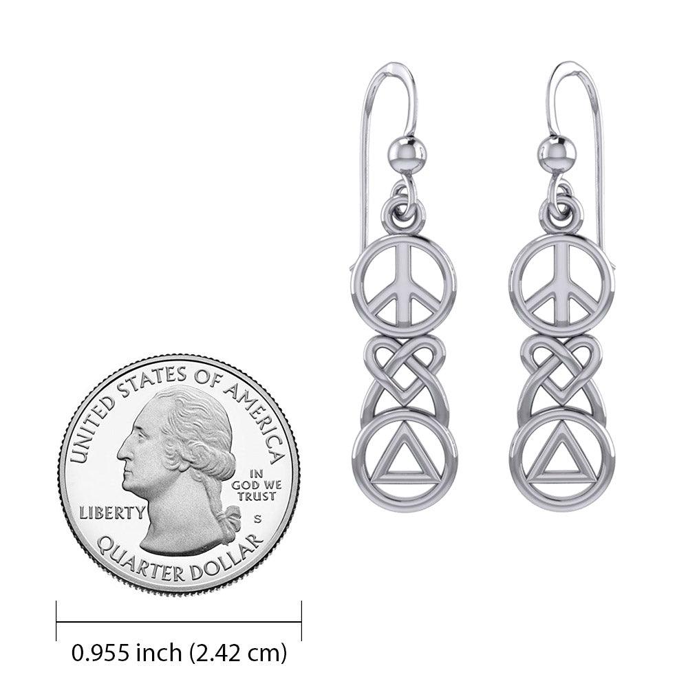 Peace, Celtic Heart and Recovery Silver Earrings TER2170 - Jewelry