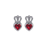 Gemstone Heart With Crown Sterling Silver Post Earrings TER2181