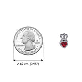 Gemstone Heart With Crown Silver Post Earrings TER2181 - Jewelry