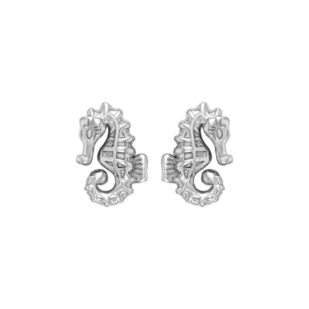 Elegance: Sterling Silver Oceanic Seahorse Post Earring by Peter Stone - TER 2183 - Jewelry