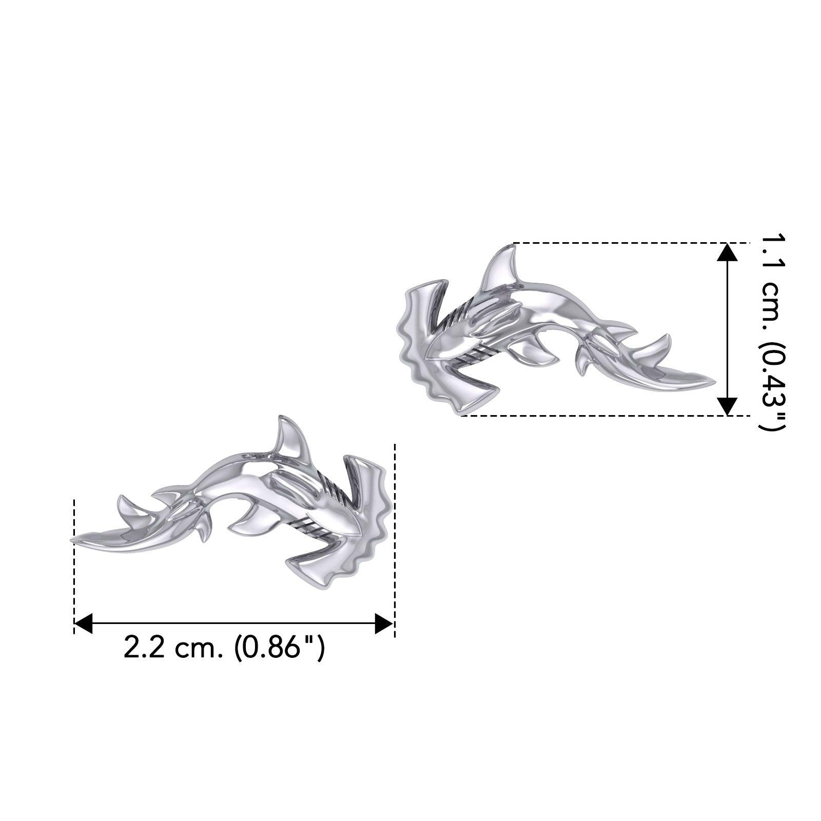 Hammerhead Shark Silver Post Earrings by Peter Stone TER2185 - Jewelry