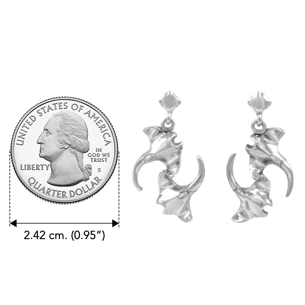 DiveSilver Double Manta Ray Double Manta Ray Sterling Silver  Post Earrings TER2216