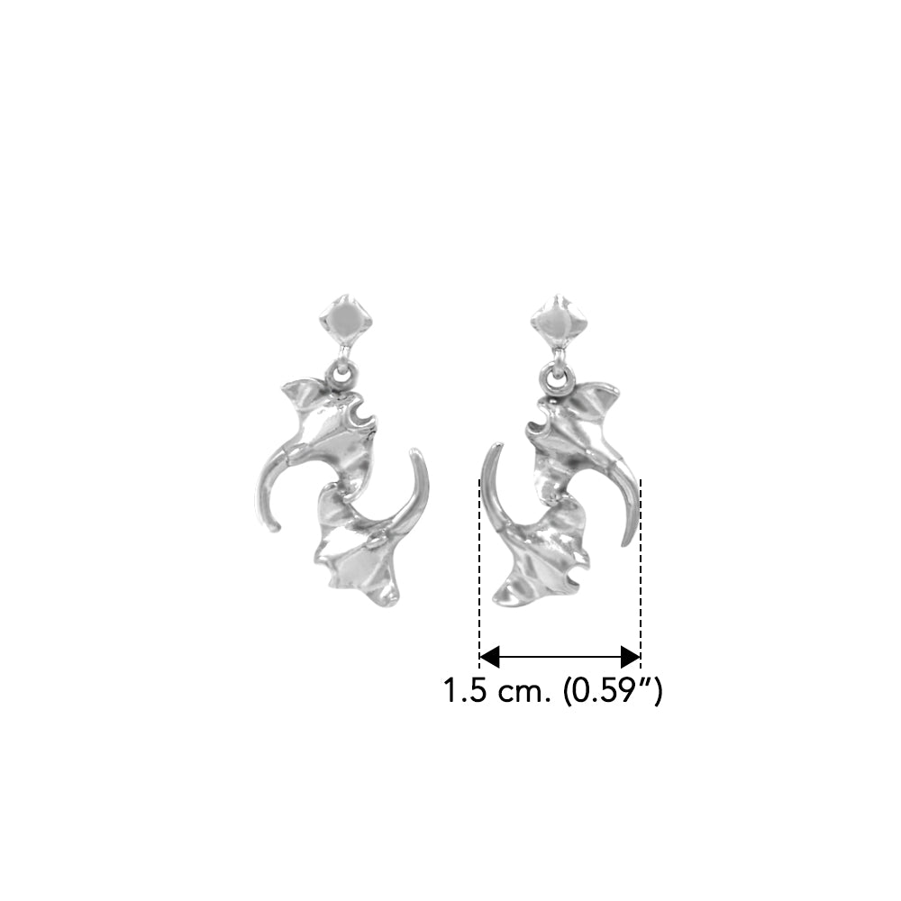 DiveSilver Double Manta Ray Double Manta Ray Sterling Silver  Post Earrings TER2216