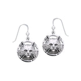 Jody Bergsma Domestic Long Hair Cat Sterling Silver Earrings TER2221