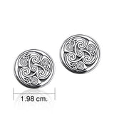Celtic Triskele Round Sterling Silver Post Earrings TER2236