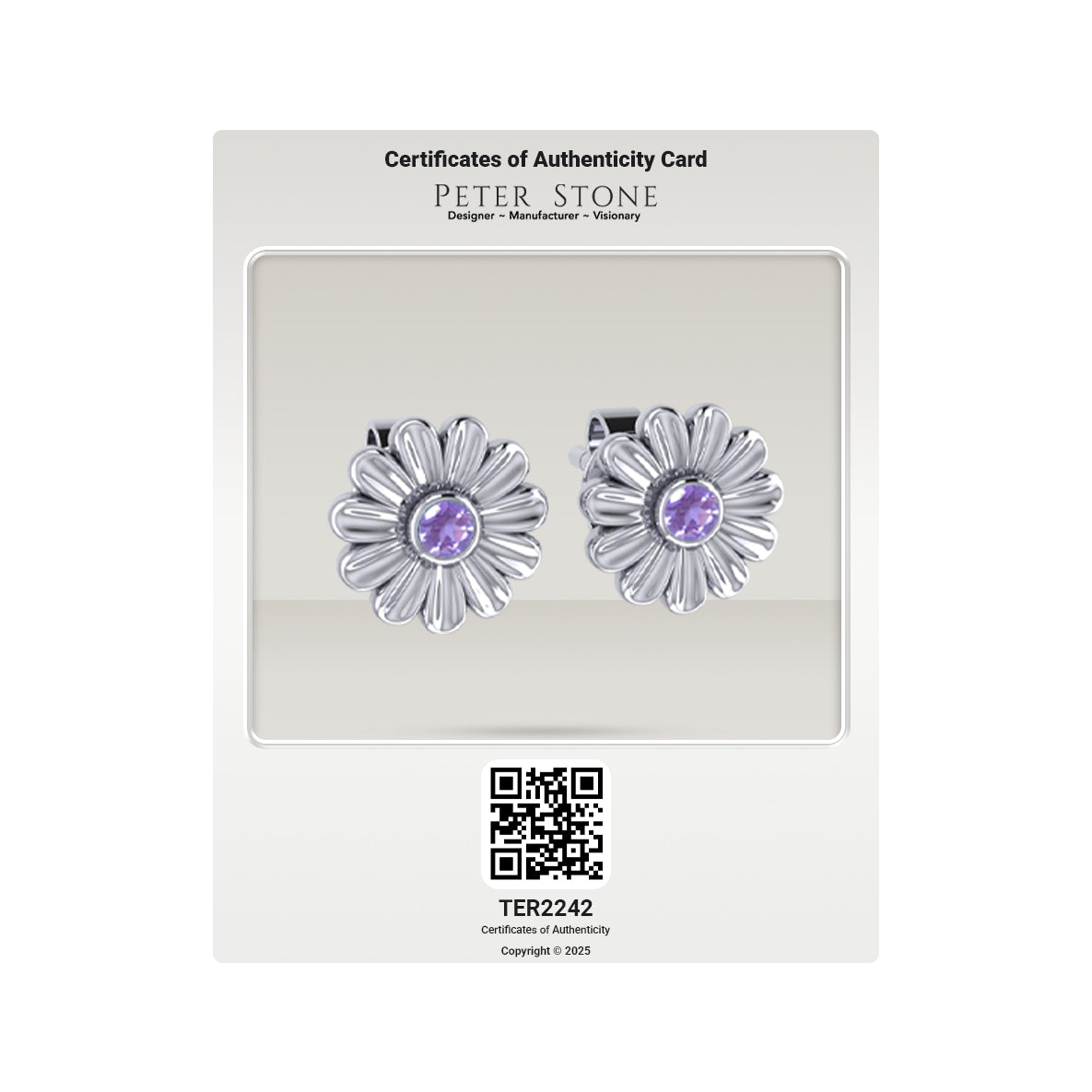 Daisy Sterling Silver Post Earrings with Gemstones TER2242