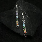 Sterling Silver Chakra Earrings with Gemstones TER414