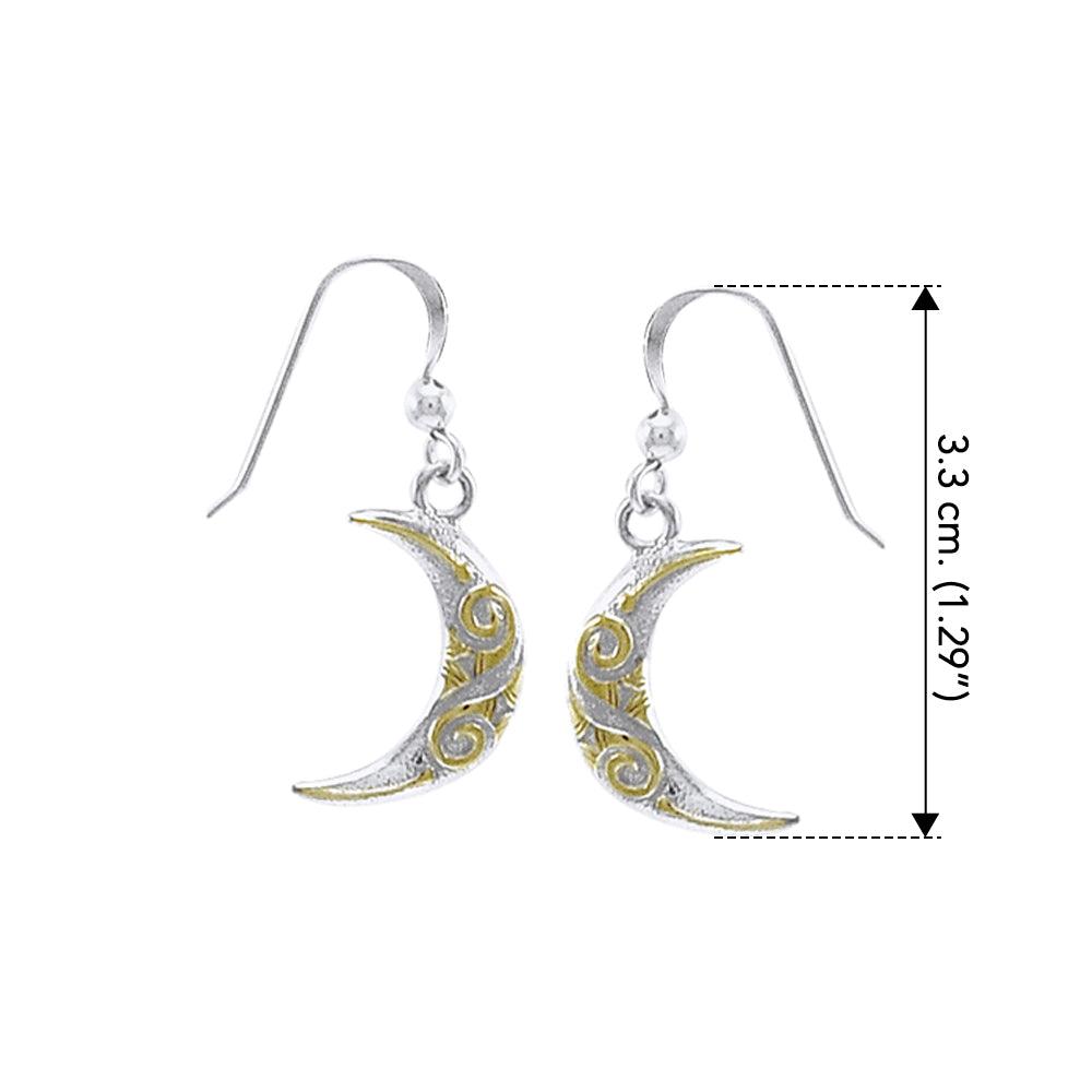 Celtic Moon Spiral Silver and 14K Gold accent Earrings TEV2914 - Jewelry