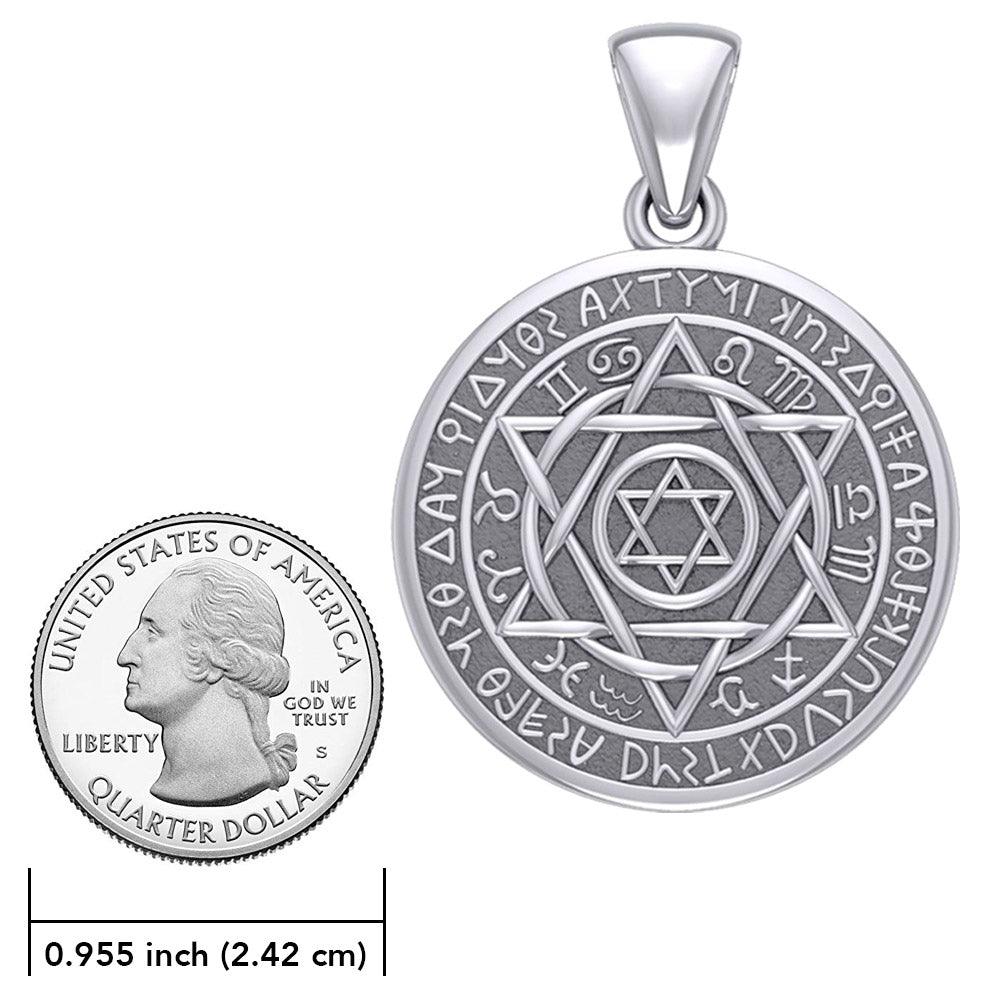 Large Seal of Solomon with Zodiac Symbol Silver Pendant TMD320-CUSTOM - Jewelry