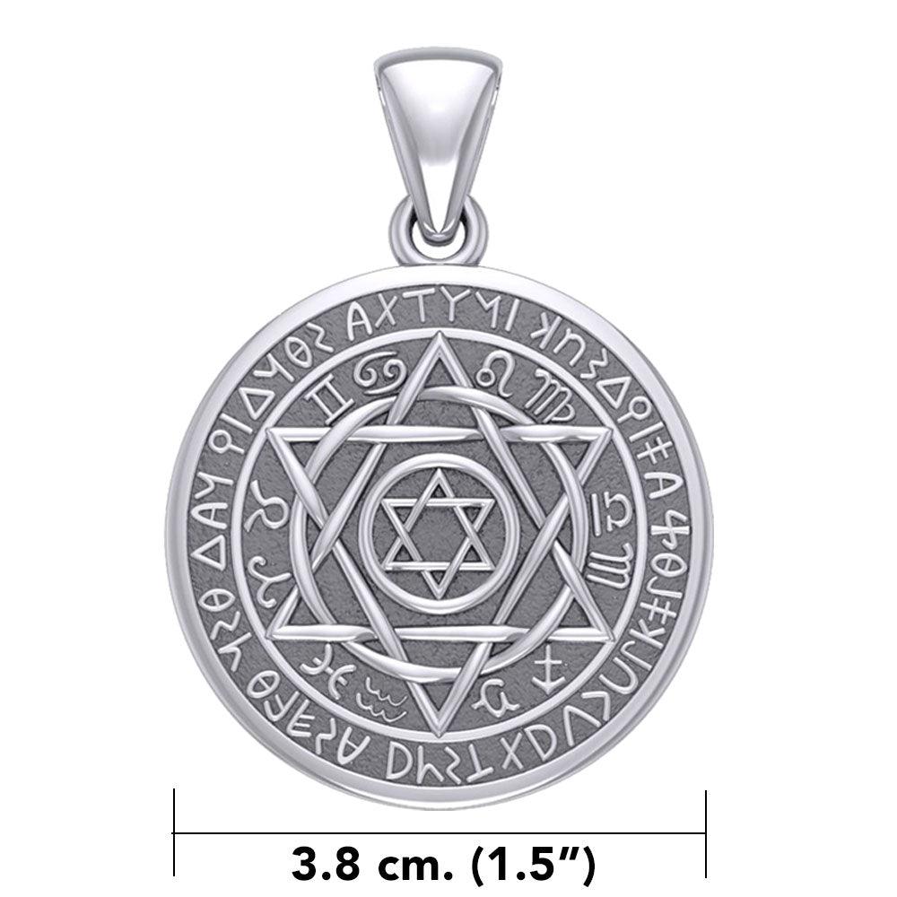 Large Seal of Solomon with Zodiac Symbol Silver Pendant TMD320-CUSTOM - Jewelry