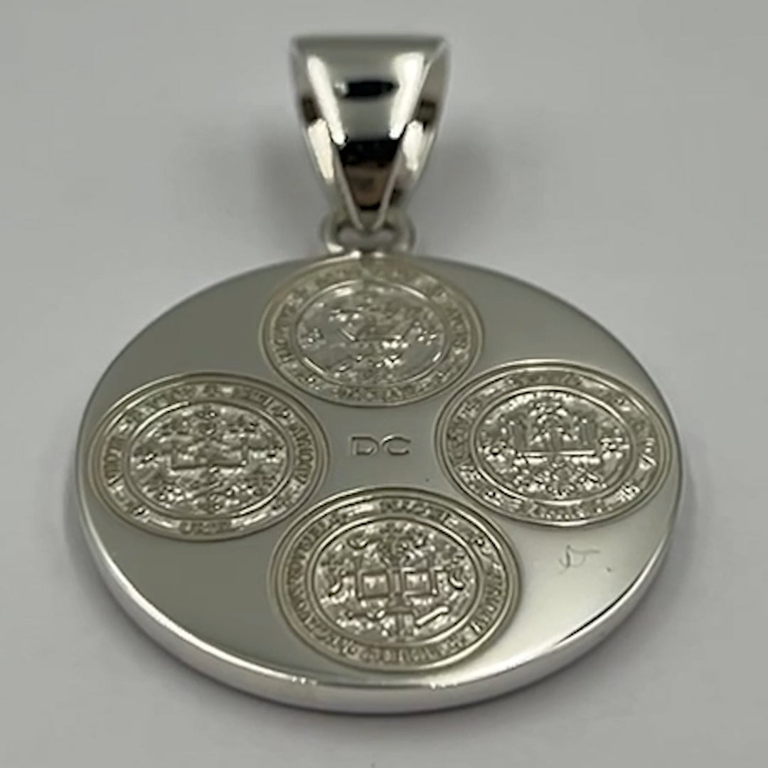 Large Seal of Solomon with Zodiac Symbol Sterling Silver Pendant TMD320-Scorpio