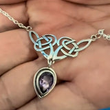 Celtic Knotwork Sterling Silver Necklace with Gemstones TN066