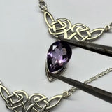 Celtic Knotwork Sterling Silver Necklace with Gemstones TN066