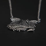 A mythical symbol of valor and strength ~ Sterling Silver Jewelry Winged Dragon Necklace by Courtney Davis TN277