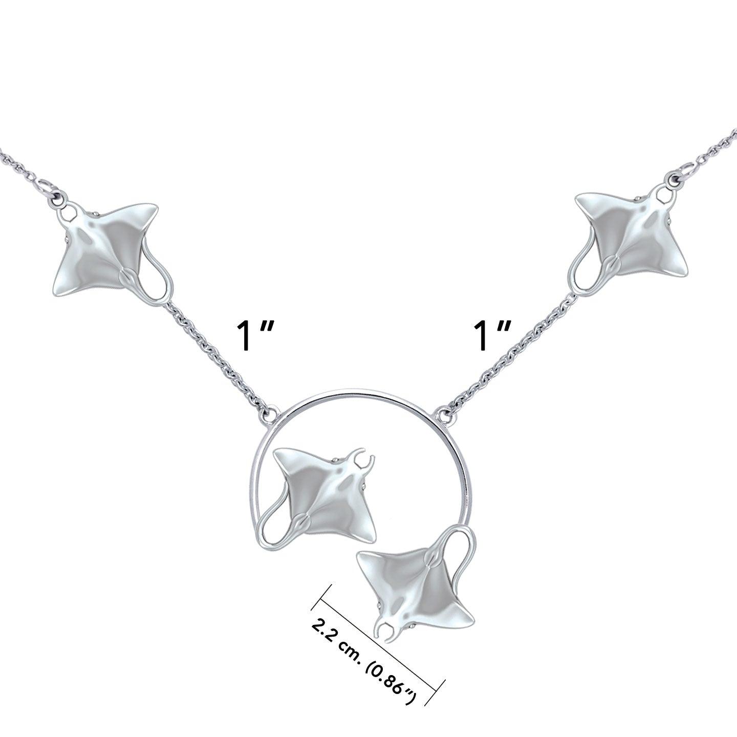 Quadruple Manta Ray Sterling Silver Necklace TNC561 - Jewelry