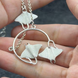 Quadruple Manta Ray Sterling Silver Necklace TNC561