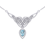 Celtic Knotwork Sterling Silver Necklace with Large Gemstone TNC573
