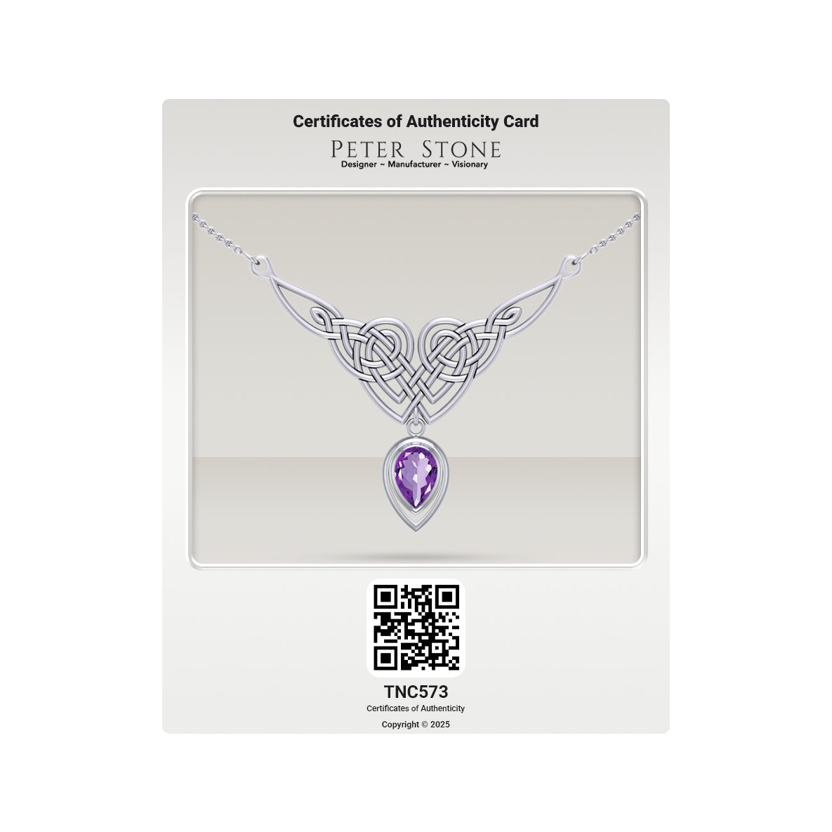 Celtic Knotwork Sterling Silver Necklace with Large Gemstone TNC573