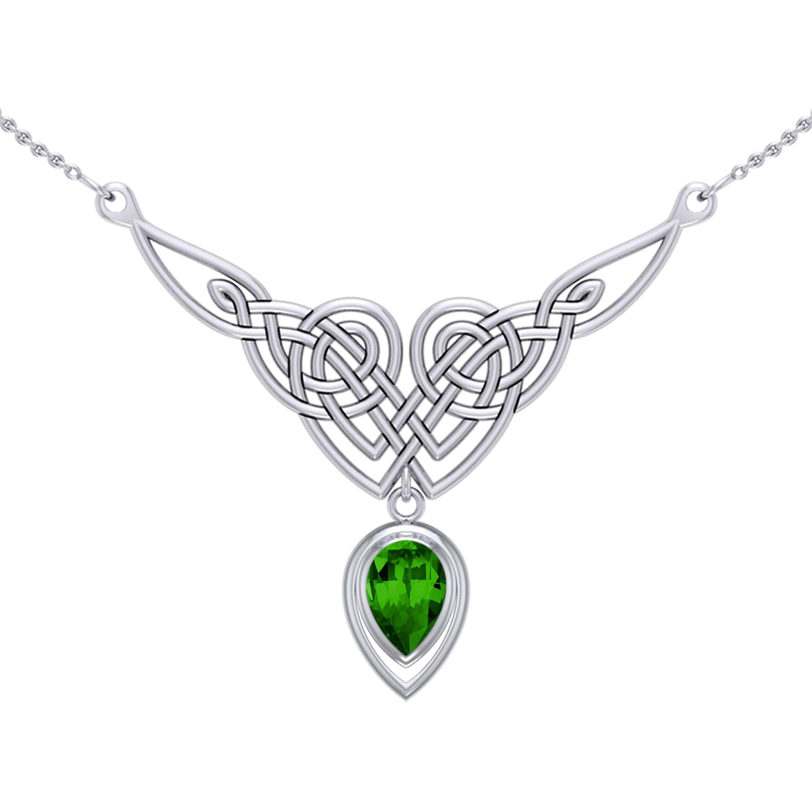 Celtic Knotwork Sterling Silver Necklace with Large Gemstone TNC573