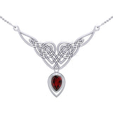Celtic Knotwork Sterling Silver Necklace with Large Gemstone TNC573