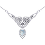 Celtic Knotwork Sterling Silver Necklace with Large Gemstone TNC573