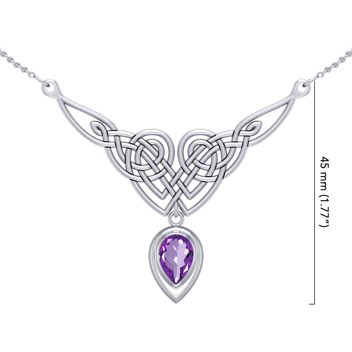 Celtic Knotwork Sterling Silver Necklace with Large Gemstone TNC573