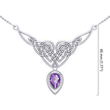 Celtic Knotwork Sterling Silver Necklace with Large Gemstone TNC573