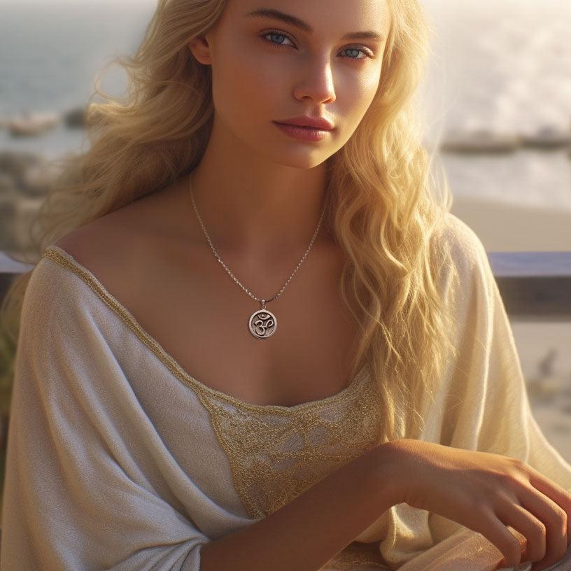 Om Meditation Silver Pendant TP1229 - Jewelry