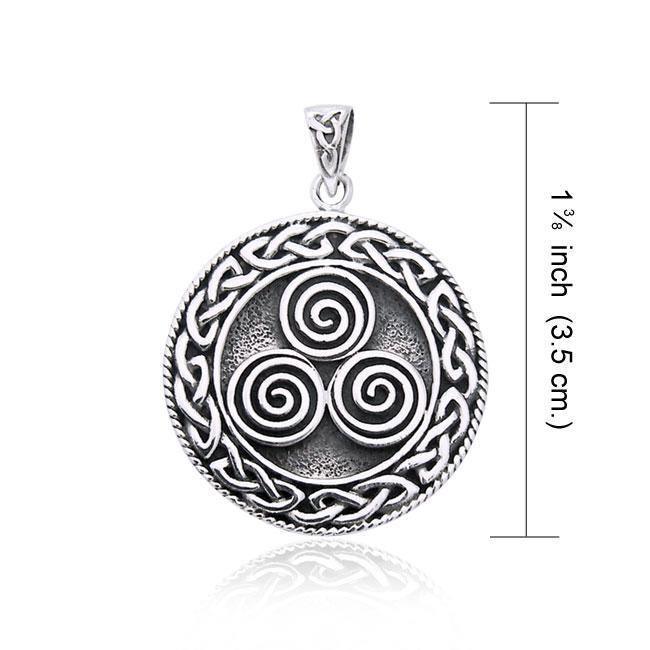 Large Celtic Knot Triskelion Spiral Sterling Silver Pendant TP201